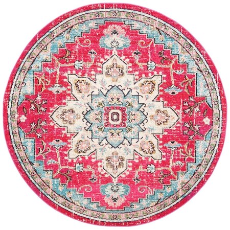 Safavieh 3 x 3 ft. Madison 473A Power Loomed Round Area Rug; Fuchsia & Blue MAD473A-3R